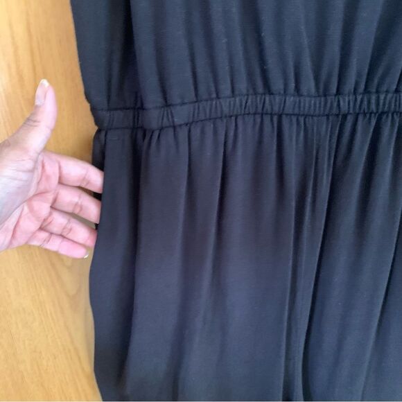 LOFT Ruffle Neck Mixed Media Jumpsuit - Picture 5 of 8